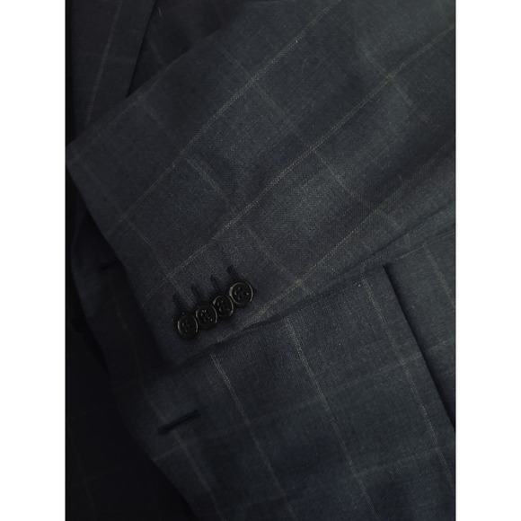 Ermenegildo Zegna Men Suit Jacket Switzerland‎ Grey Windowpane 48R Neiman Marcus
